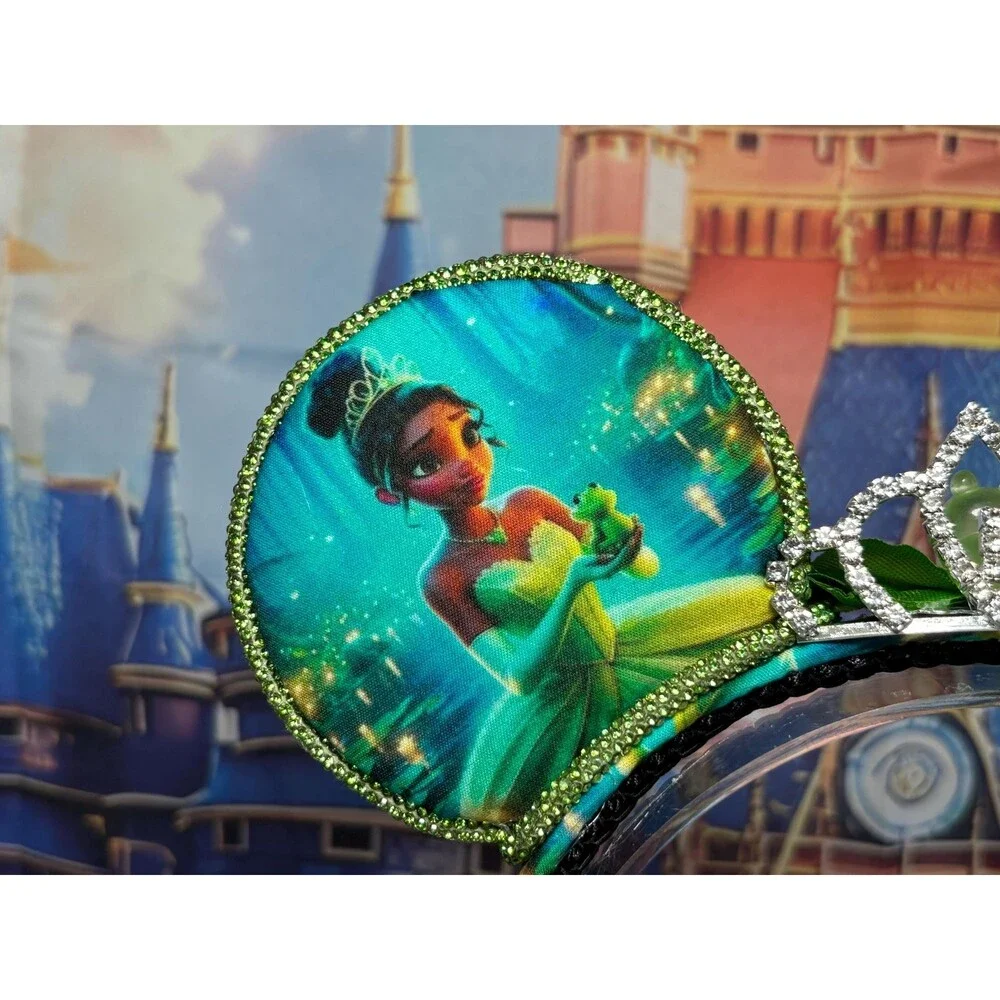 Princess Mouse Ears Headband, Glow in Dark Frog Rhinestone Tiara, Park Ears